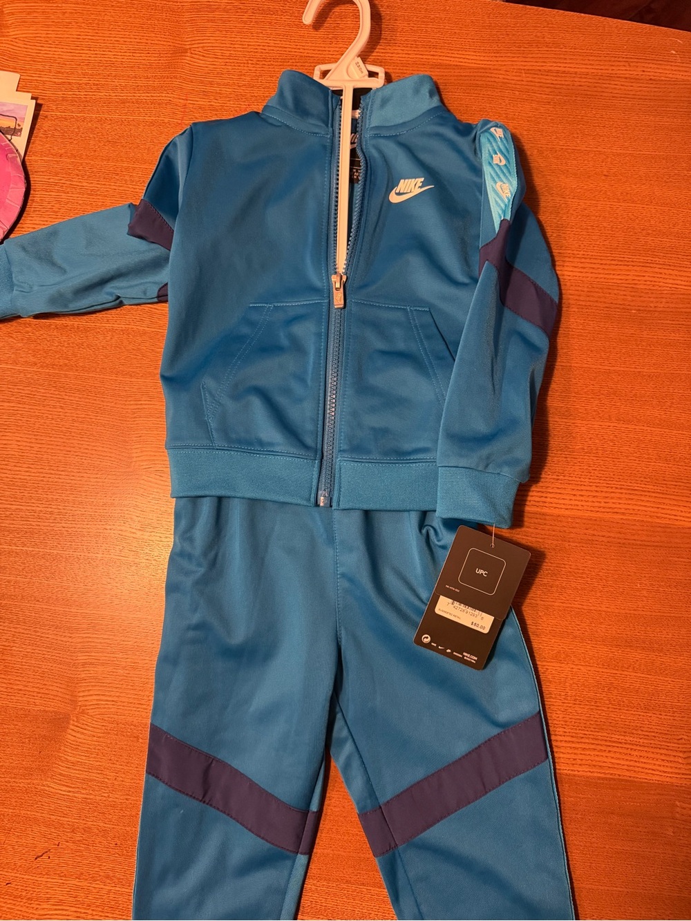 Nike Kids Blue Two-Piece Track Set with Navy Accents